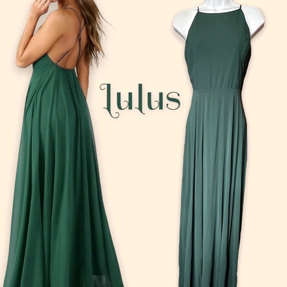 Lulu's Emerald Backless Maxi Dress